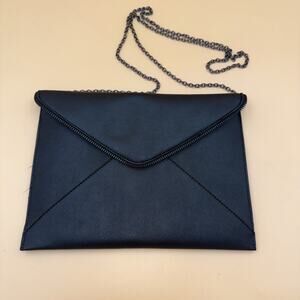 Black Patent Faux Leather Clutch Purse with Chain Strap – Chic Evening Bag